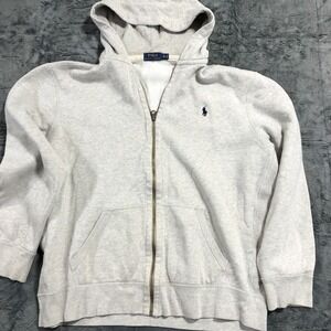 Polo Ralph Lauren Mens XXL Heather Grey Full Zip Waffle Lined Hoodie Sweatshirt